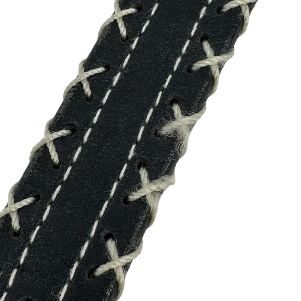 Vintage Y2K Esprit Leather Belt Black Contrast Stitch Women's Western‎ Size L
